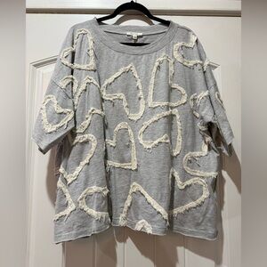 New!! Oli & Hali Gray Sweatshirt with Cream Heart Details